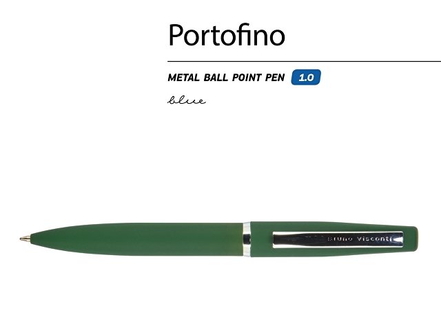 Ручка металлическая шариковая "Portofino", софт-тач, 1.0 мм, зеленый