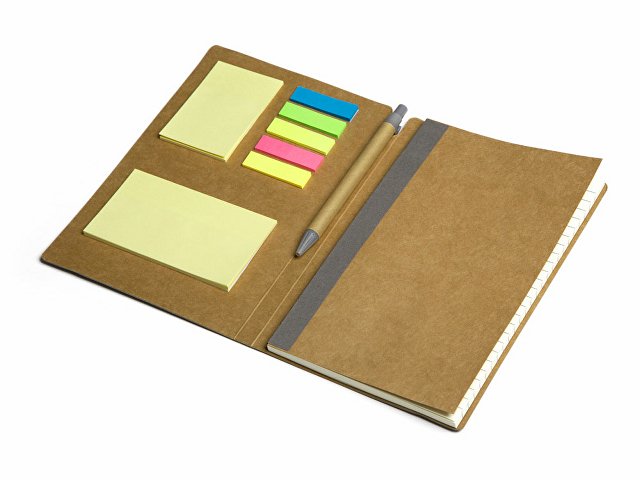 Блокнот с ручкой и набором стикеров А5 "Write and stick", серый