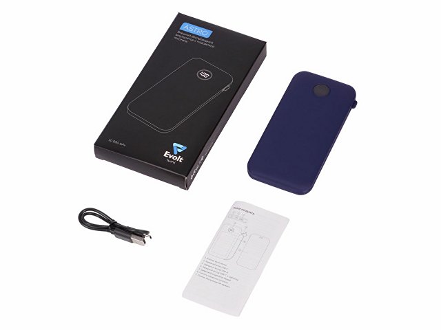 Внешний беспроводной аккумулятор с подсветкой лого «Astro», 10000 mAh, темно-синий