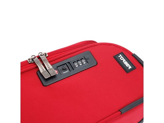 Чемодан TORBER БРОСНО, красный, нейлон 600D, 48 х 30 х 78 см, 85 л