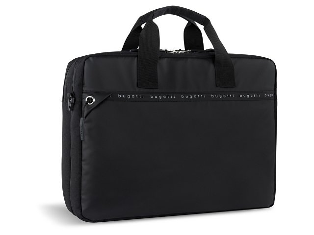 Портфель мужской BUGATTI БЛАНК ОБЛЕГЧЕННАЯ | BLANC DELIGHT, чёрный, нейлон RPET600D/тарпаулин/полиэстер, 40х10х29 см, 10 л