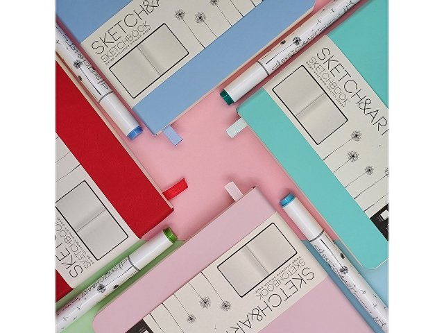 Скетчбук "Sketch & Art" в мягком переплете 145х145 мм, 100 л. бежевой бумаги 100 гр., розовый