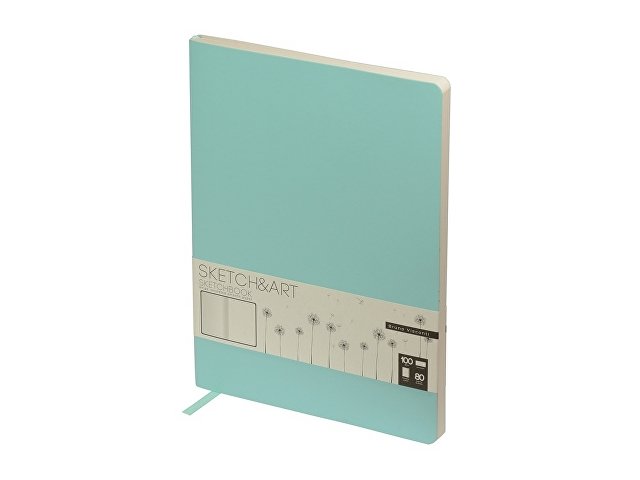 Скетчбук "Sketch & Art" в мягком переплете 179х250 мм, 80 л. бежевой бумаги 100 гр., мятный