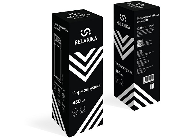 Термокружка Relaxika 701 (0,48 литра), черная (без лого)