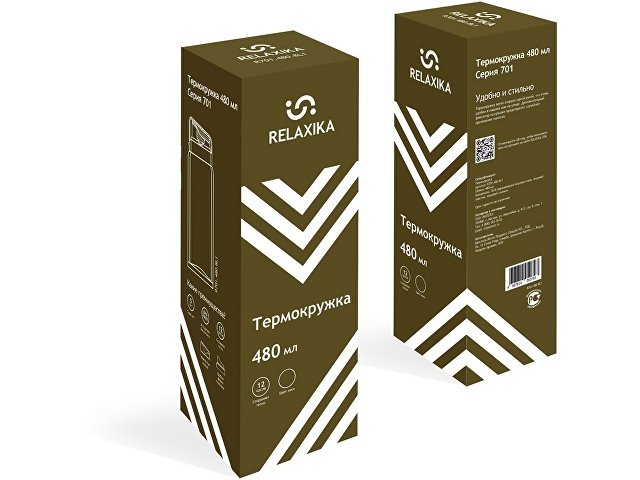 Термокружка Relaxika 701 (0,48 литра), хаки (без лого)