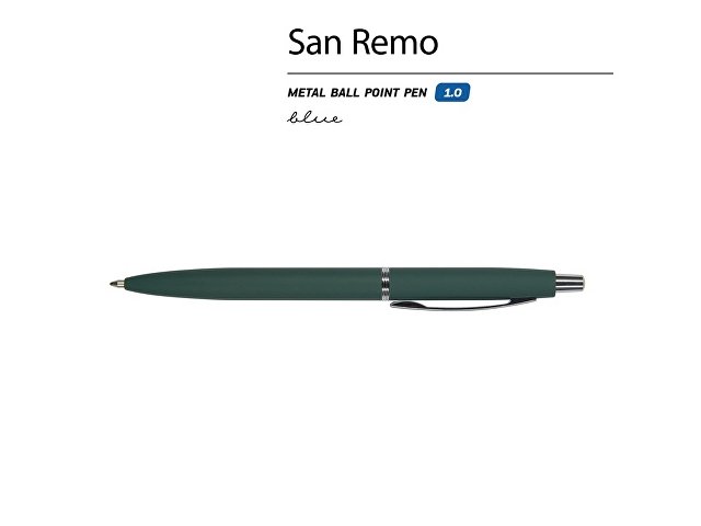 Ручка металлическая шариковая "San Remo", софт-тач, 1.0 мм, зеленый