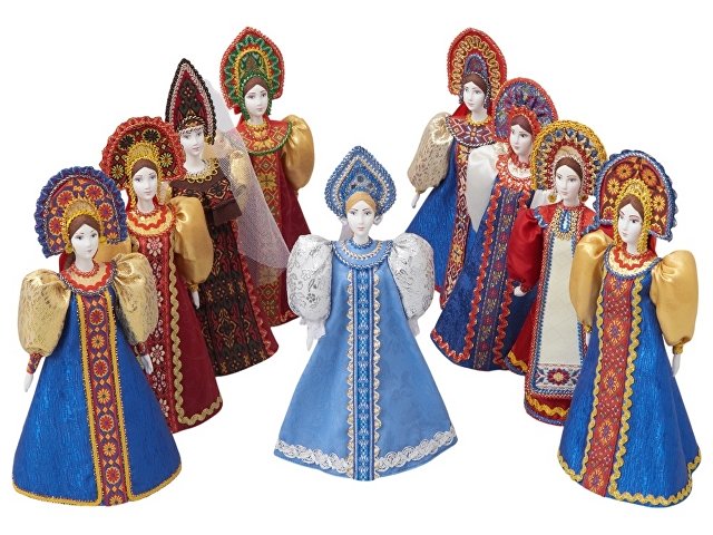 Подарочный набор: кукла фарфоровая, мед, синий