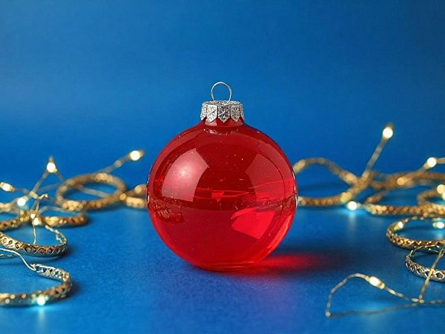 Стеклянный елочный шар "Frozi", красный прозрачный, с серебристым колпачком