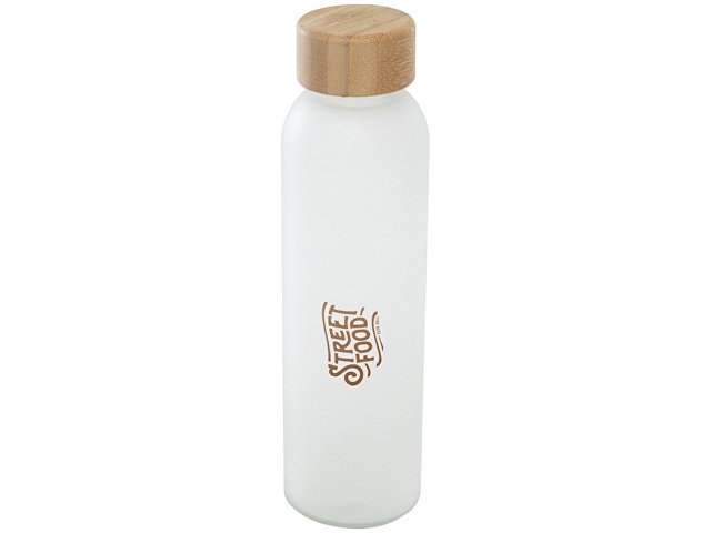 Lume бутылка из матового содово-известкового стекла объемом 500 мл с бамбуковой крышкой - Белый
