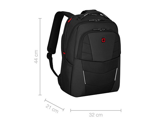 Рюкзак WENGER ALTAIR 15.6", черный, переработанный ПЭТ/Полиэстер, 32х21х44 см, 22 л.