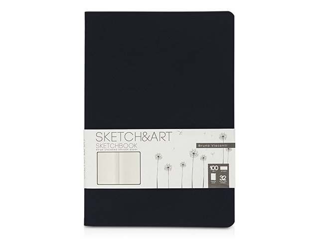 Скетчбук "Sketch & Art" в мягком переплете 147х210 мм, 32 л. бежевой бумаги 100 г/м2, черный