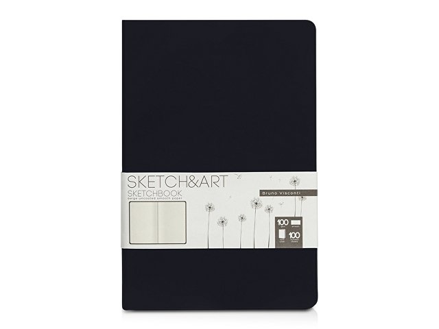 Скетчбук "Sketch & Art" в твердом переплете 143х216 мм, 100 л. бежевой бумаги 100 г/м2, черный