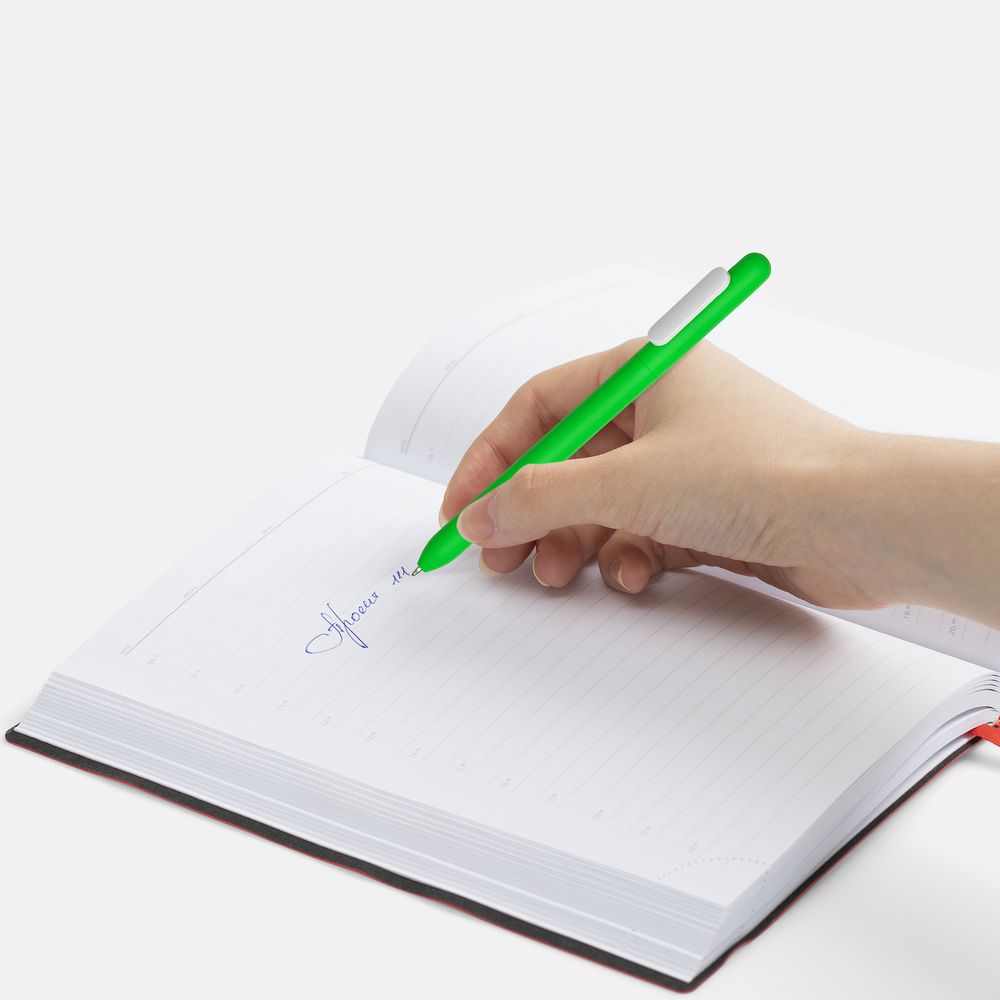 Ручка шариковая Swiper Soft Touch, зеленая с белым