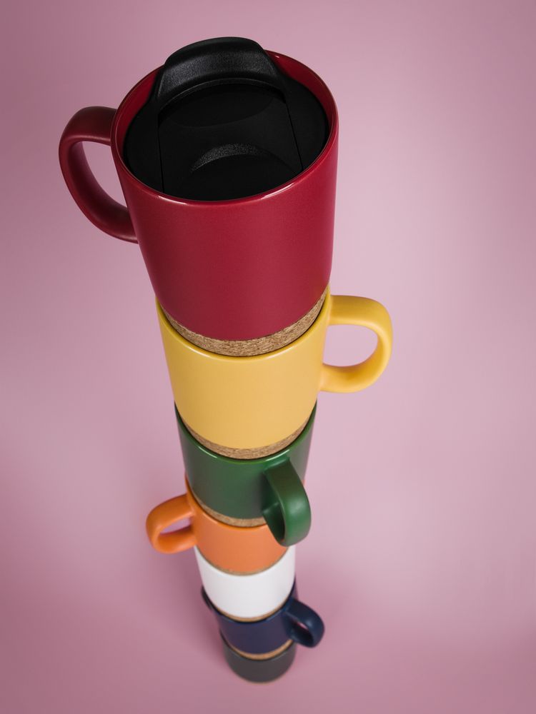 Кружка с пробковой подставкой Corky Walk, синяя