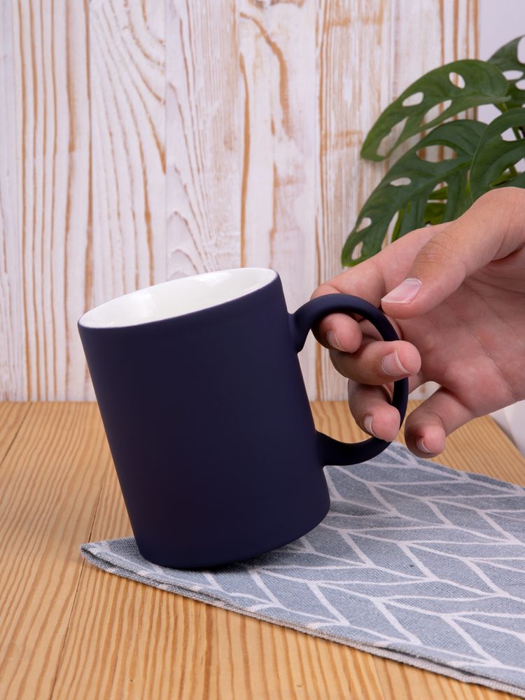 Кружка Promo Soft с покрытием софт-тач, темно-синяя