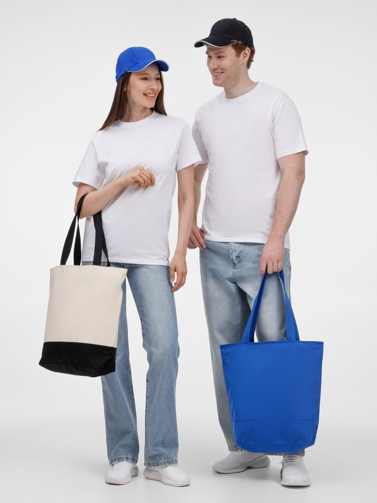 Бейсболка Canopy, ярко-синяя с белым кантом