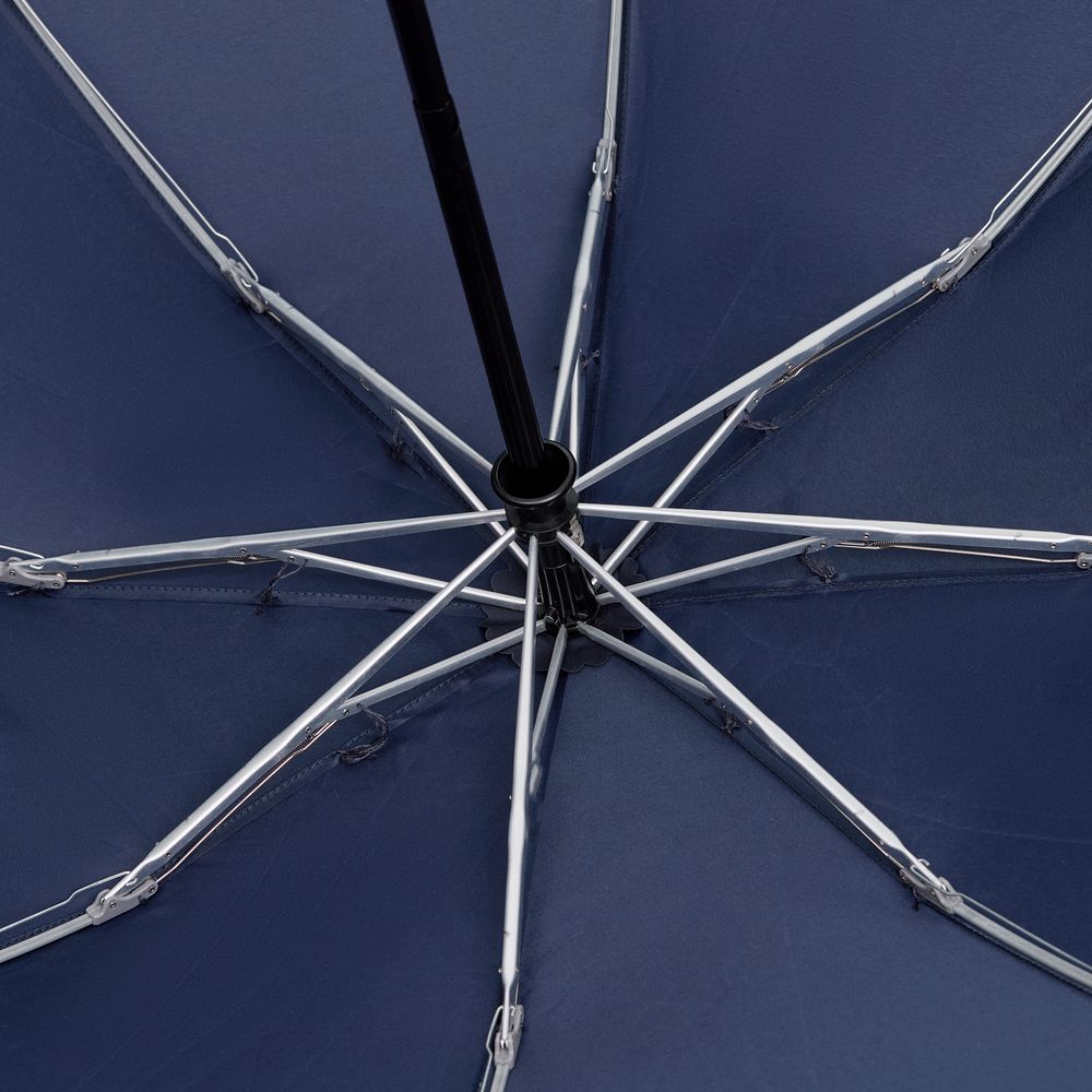 Зонт наоборот складной Futurum со светоотражающим кантом, темно-синий