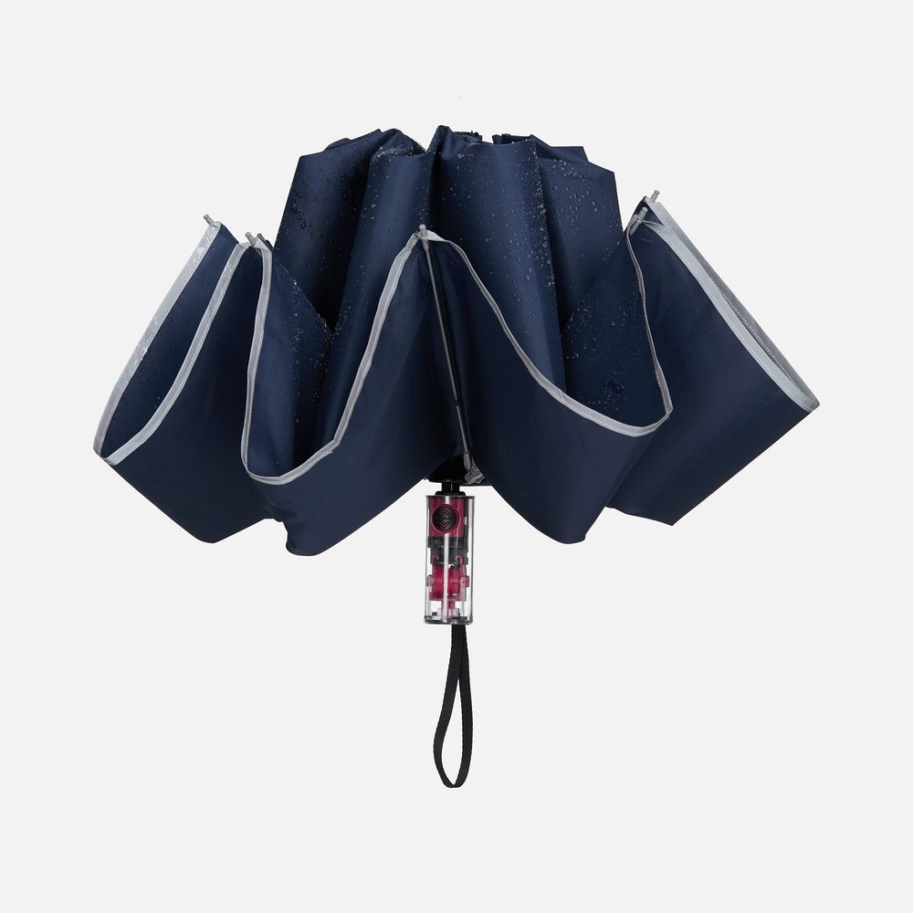 Зонт наоборот складной Futurum со светоотражающим кантом, темно-синий