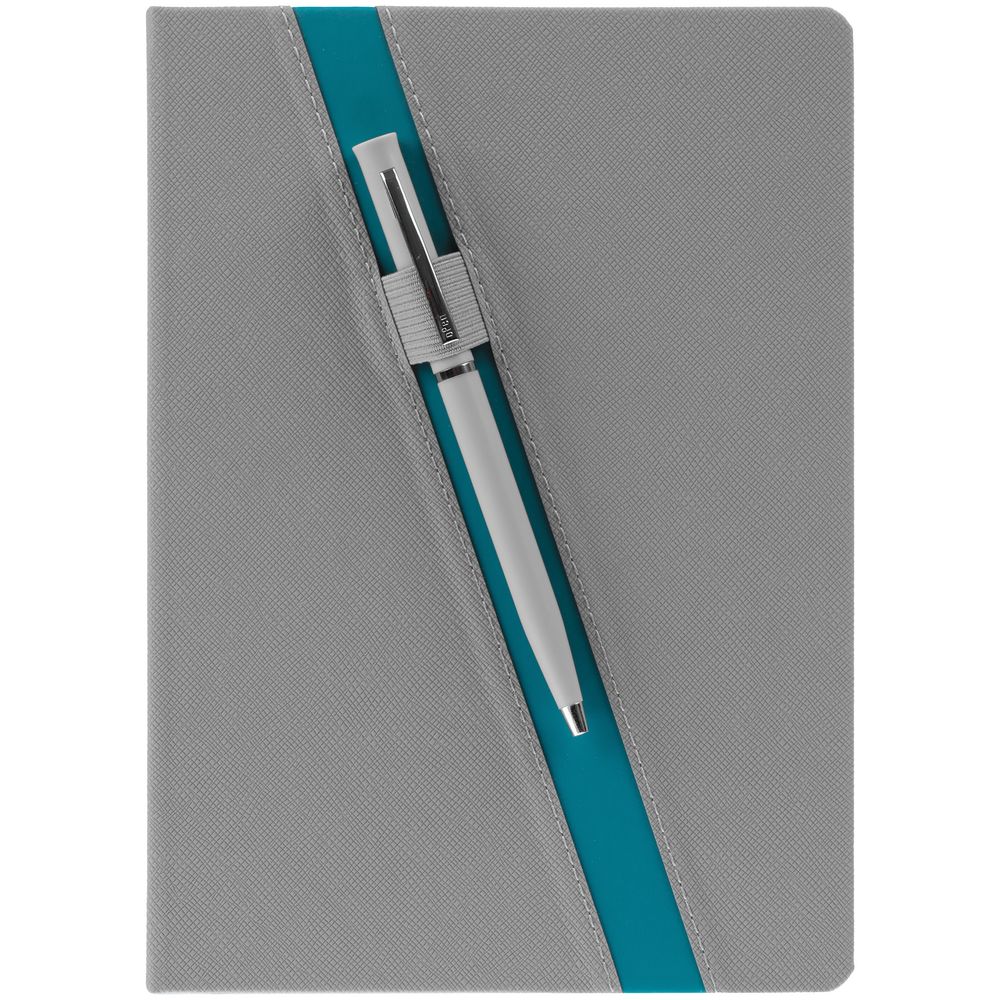 Ежедневник Rubikon на заказ, недатированный серо-бирюзовый
