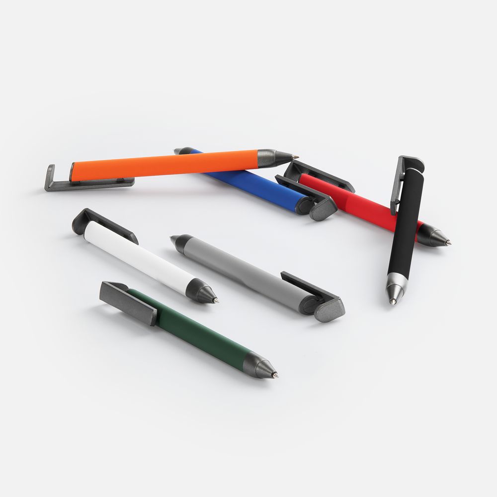 Ручка шариковая Standic с подставкой для телефона, белая