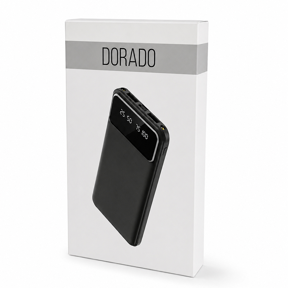 Внешний аккумулятор Dorado 10 000 mAh с фонариком, черный