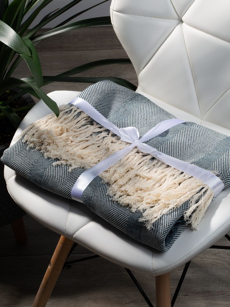 Плед «Сенеж», серо-синий