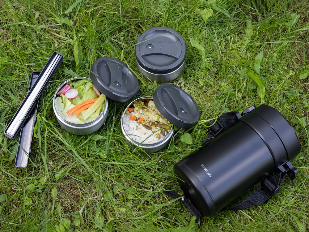 Термос для еды Jiayi в термочехле, черный