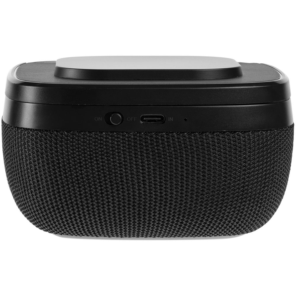 Колонка с беспроводной зарядкой Esca и подсветкой логотипа, черная