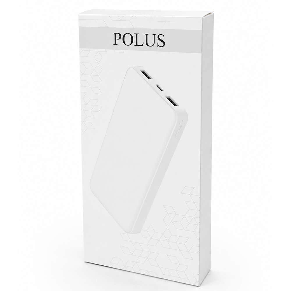Внешний аккумулятор Polus, 10000 Mah, софт-тач покрытие, белый