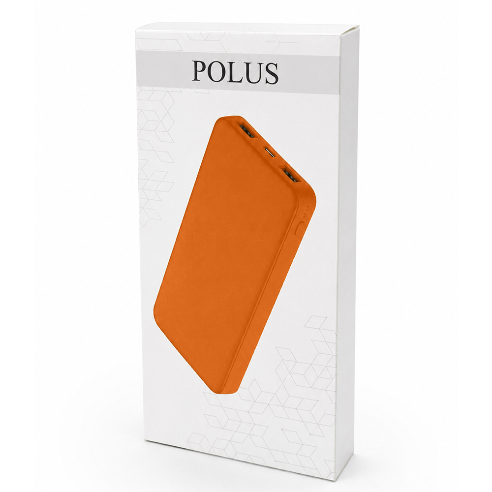 Внешний аккумулятор Polus, 10000 Mah, софт-тач покрытие, оранжевый
