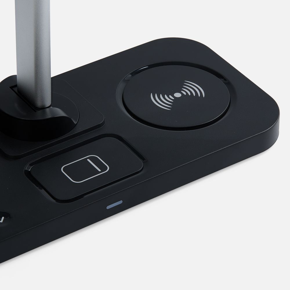 Настольная лампа с беспроводной зарядкой Power Light, черная