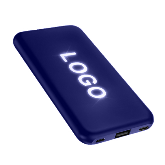 Внешний аккумулятор Kugo, 10000 mAh с подсветкой гравировки, синий