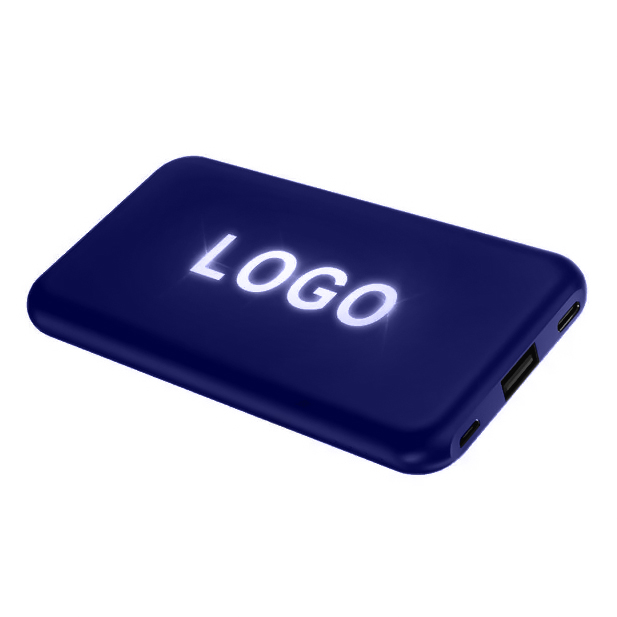 Внешний аккумулятор Kugo, 10000 mAh с подсветкой гравировки, синий