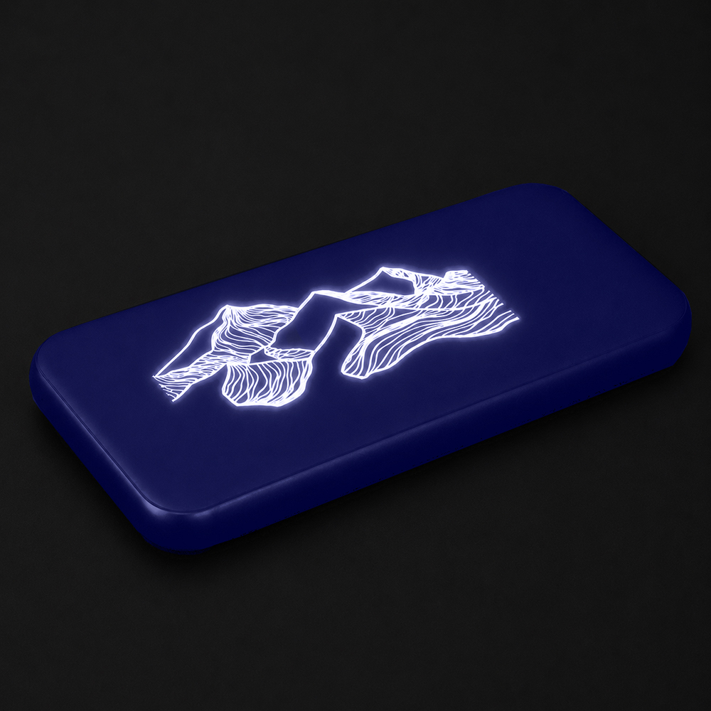 Внешний аккумулятор Kugo, 10000 mAh с подсветкой гравировки, синий