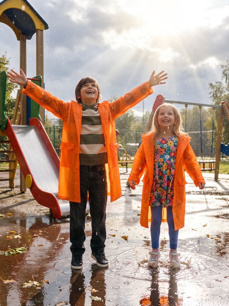 Дождевик детский RainDrop Kids, оранжевый
