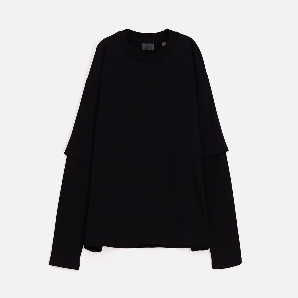 Футболка оверсайз с двойным рукавом Kosmos, черная