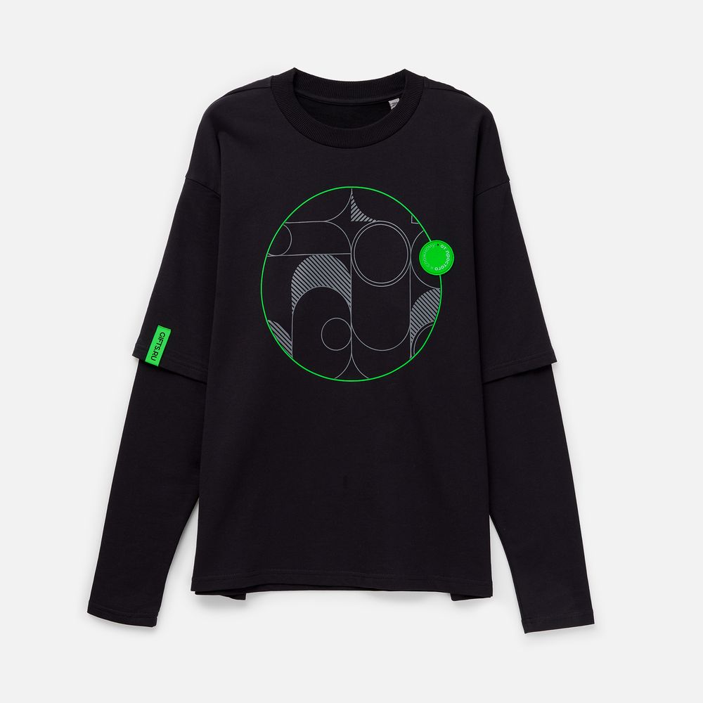 Футболка оверсайз с двойным рукавом Kosmos, черная