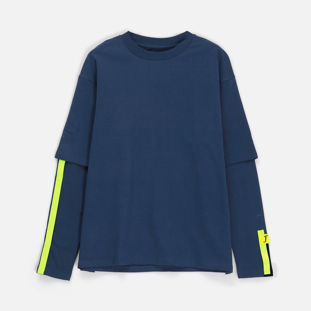 Футболка оверсайз с двойным рукавом Kosmos, темно-синяя