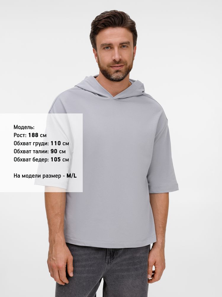 Футболка оверсайз унисекс с капюшоном Neofit, светло-серая
