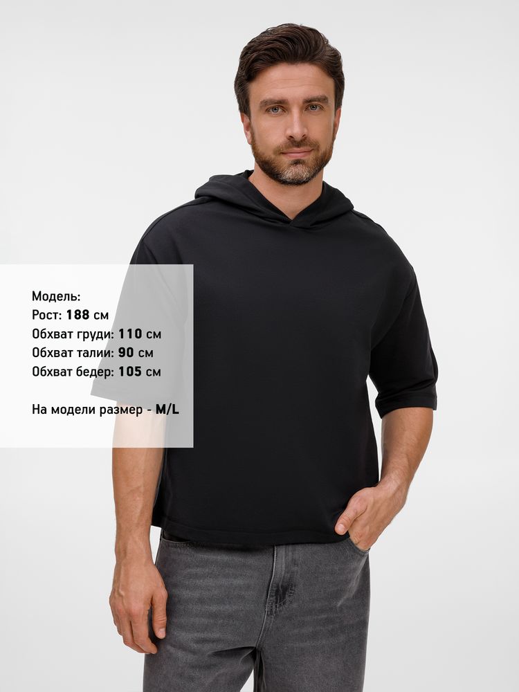 Футболка оверсайз унисекс с капюшоном Neofit, черная
