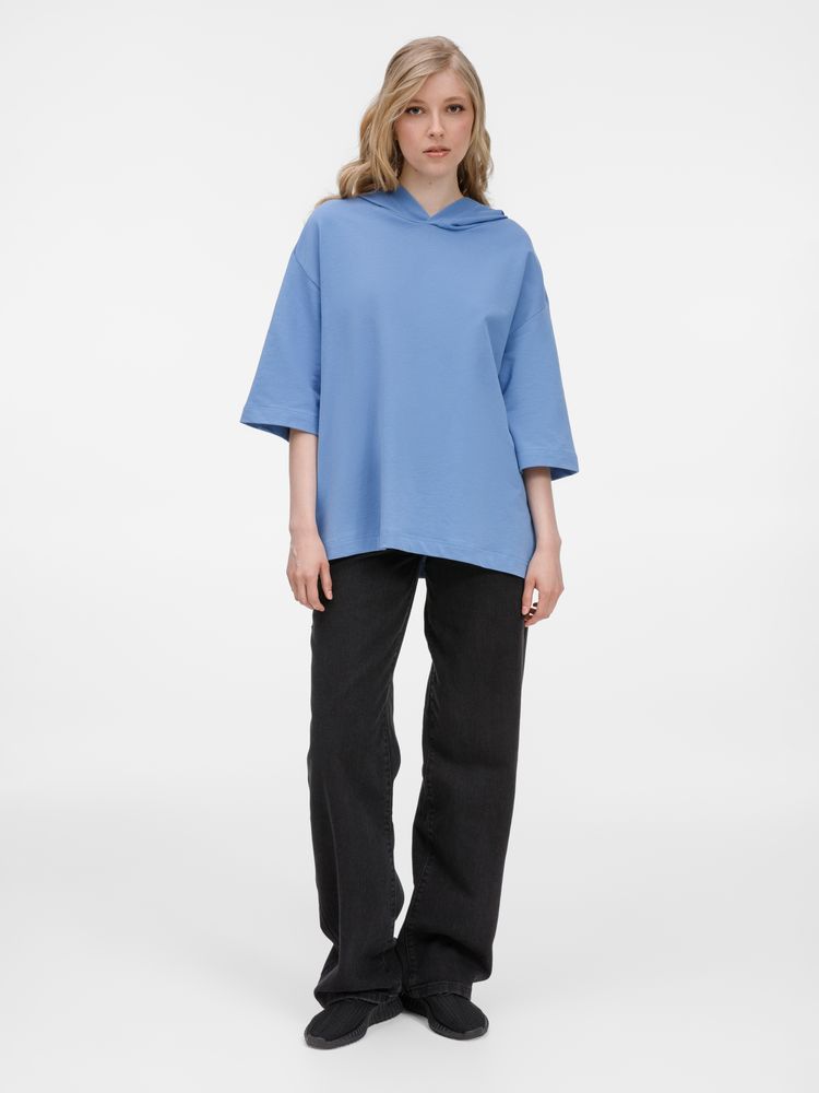 Футболка оверсайз унисекс с капюшоном Neofit, синяя