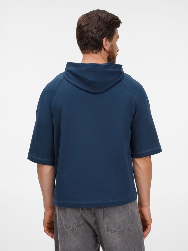 Футболка оверсайз унисекс с капюшоном Neofit, темно-синяя