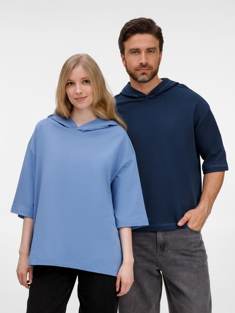 Футболка оверсайз унисекс с капюшоном Neofit, темно-синяя