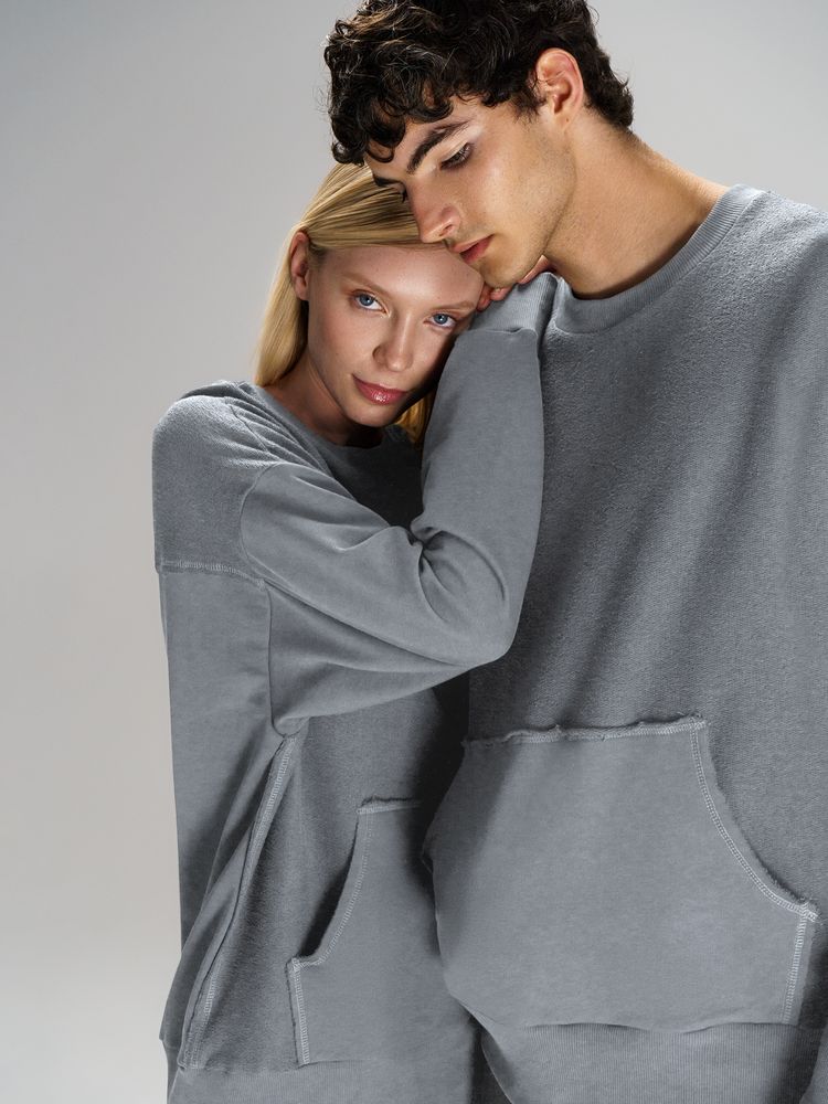 Свитшот оверсайз унисекс Vozduh, светло-серый