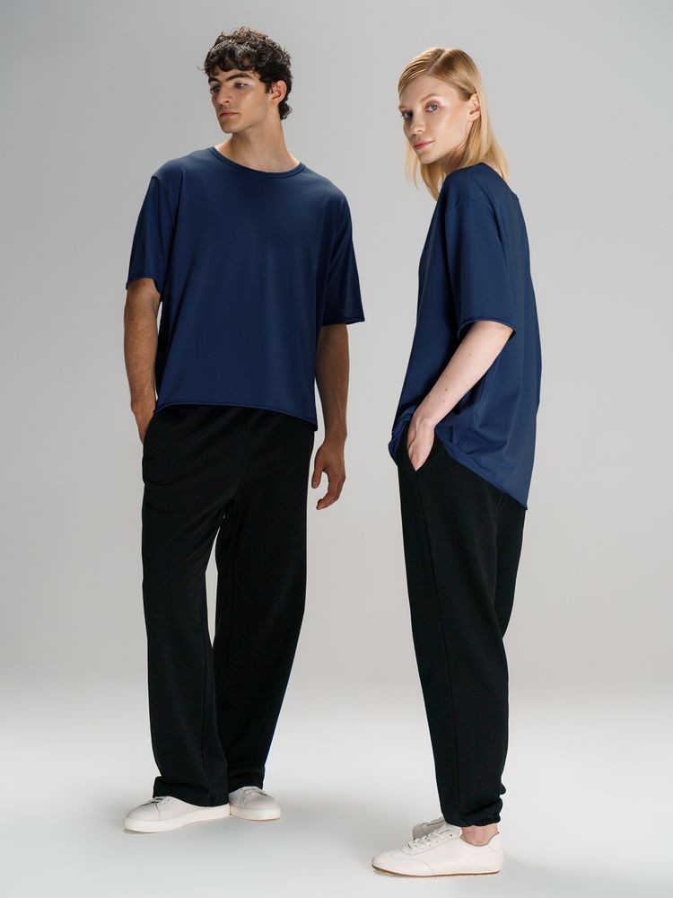 Футболка оверсайз унисекс Vozduh, темно-синяя