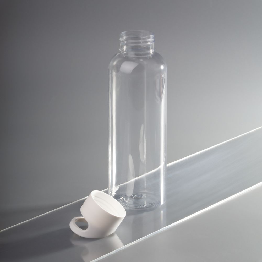 Бутылка для воды Plaske, прозрачная с белой крышкой