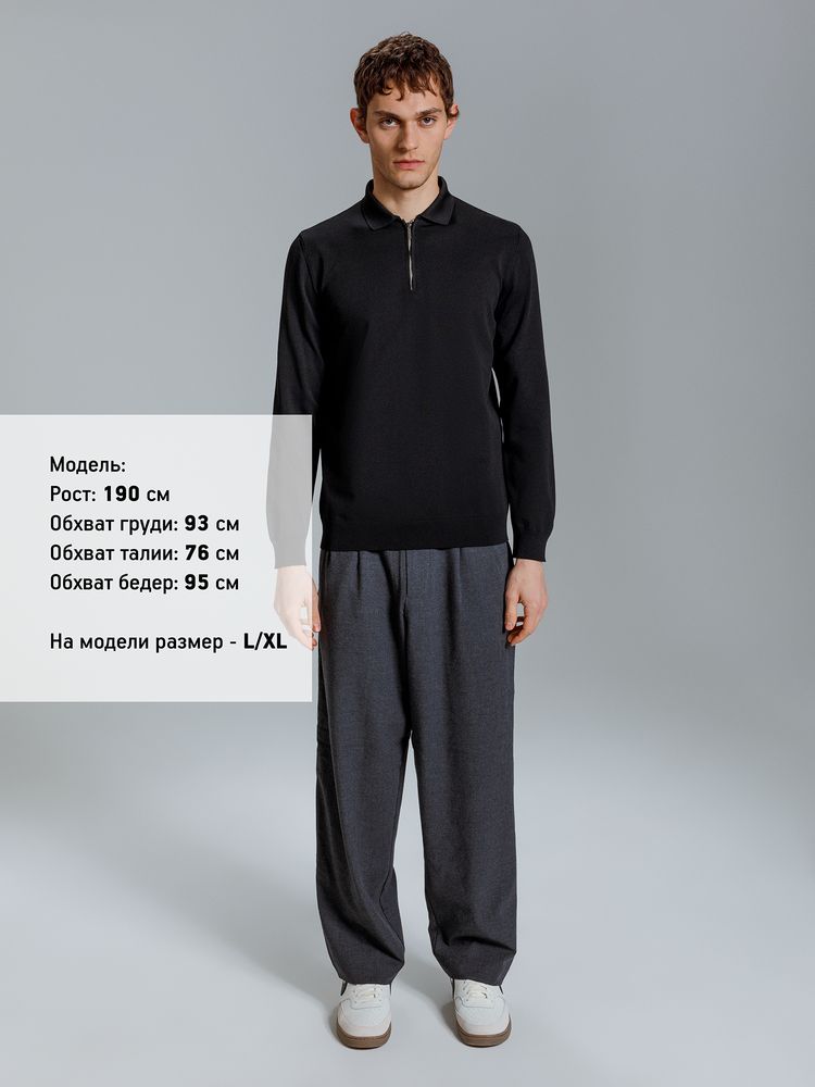 Рубашка поло мужская с длинным рукавом Terrazzo, черная