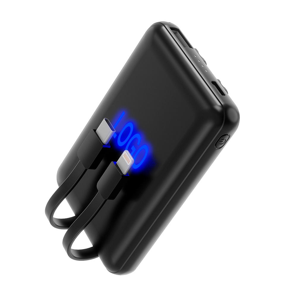 Внешний аккумулятор Eron с подсветкой гравировки, 5000 mAh, чёрный/синий