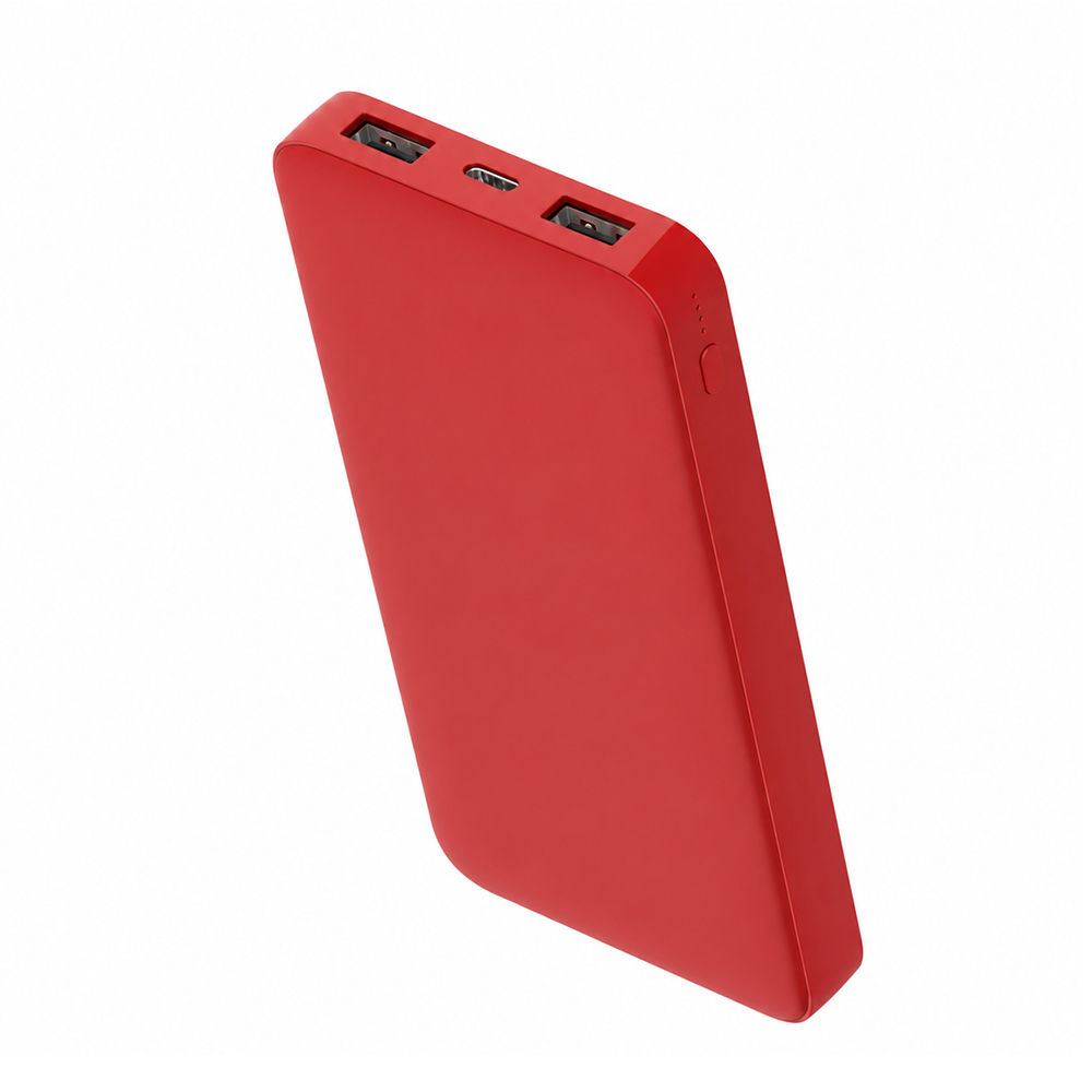 Внешний аккумулятор Polus, 10000 Mah, софт-тач покрытие, красный