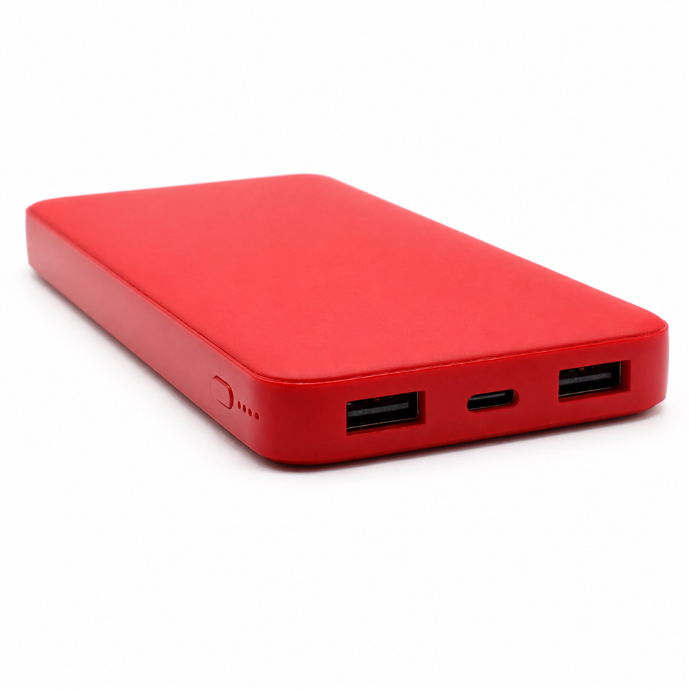 Внешний аккумулятор Polus, 10000 Mah, софт-тач покрытие, красный
